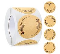 Kraft Handmade with Love Stickers,Rouleau d'étiquettes Baking Sticker,Self-Adhesive Label pour cadeaux,Stickers Etiquettes pour Mariage Cadeau,Rouleaux d'autocollants faits mai (Nouveau A)