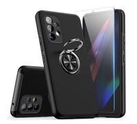 KRAFTCARE Coque de protection pour Samsung Galaxy A53 5G avec 1 film de protection d'écran en verre blindé avec anneau intégré à 360° - Coque de protection magnétique anti-chocs - Noir