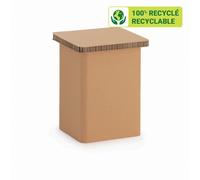 KRAFTDESIGN Tabouret bas H. 41 cm en carton alvéolaire - Kraft naturel