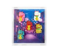Kraftheld | Lot de 5 aimants décoratifs Lucky Cat | Aimants de chat d'angle multicolores, décoratifs, colorés | Aimants de réfrigérateur en forme de chat, porte-bonheur | Décoration magnétique comme