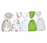 KraftKids Calendrier de l'Avent en 100 % coton - À remplir dans des couleurs neutres - Avec ruban de fermeture pratique - 12 x 21 cm - Non assemblé - Fabriqué à la main dans l'UE.
