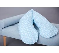 KraftKids Coussin d'allaitement en flèches blanches sur bleues, coussin de grossesse de 190 cm, dimensions extérieures avec micro perles en polystyrène expansé, coussin de positionnement avec