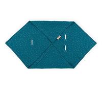 KraftKids Couverture pour nacelle en mousseline à pois dorés sur bleu pétrole, 75 x 75 cm, couverture en mousseline aérée et pratique pour les journées chaudes en été