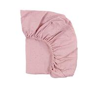KraftKids Drap housse mousseline à pois dorés sur fond rose en 100 % coton - Dimensions : 140 x 70 cm - Housse de matelas fabriquée à la main dans l'UE.