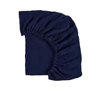 KraftKids Drap housse mousseline bleu foncé en 100 % coton - Dimensions : 120 x 60 cm - Fabriqué à la main dans l'UE.