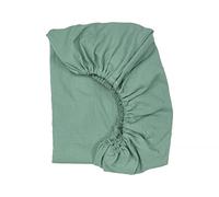KraftKids Drap housse mousseline double crêpe vert jade en 100 % coton - Dimensions : 120 x 60 cm - Housse de matelas fabriquée à la main dans l'UE.