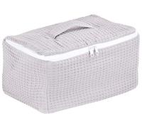 KraftKids Panier de rangement en tissu gaufré gris piqué pour chambre d'enfant, boîte de rangement pour salle de bain, taille 30 x 18 x 15 cm