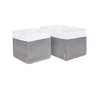KraftKids Panier de rangement en tissu gaufré gris piqué pour chambre d'enfant, boîte de rangement pour salle de bain, taille 20 x 33 x 20 cm