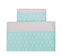 KraftKids Parure de lit diamant blanc fin sur menthe avec taie d'oreiller 80 x 80 cm et housse de couette 140 x 200 cm - Housse de couette en coton - Fabrication artisanale dans l'Union Européenne