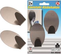 BGS Diy 88232 - Crochets à coller en acier inoxydable - 45 x 70 mm - 1,5 kg - 2 pièces