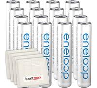 Kraftmax 16er-Pack Panasonic Eneloop AAA / Micro Akkus - Neueste Generation - Hochleistungs Akku Batterien in Kraftmax Akkuboxen V5, 16er Pack