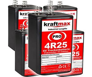 kraftmax Lot de 5 piles 4R25 PRO - 6 V - Haute performance - Industriel Longlife - Bloc de batterie 6 V - Dernière génération 4R25X