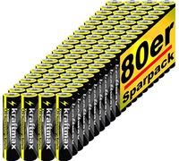 Kraftmax Pack de 80 Piles alcalines Micro AAA 1,5V - Xtreme Industrial Longlife Performance - Piles AAA Haute Performance pour Une Performance maximale - Pile AAA, AAA Piles, Piles LR6, AAA Batteries
