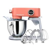 Kraftsman Robot Pâtissier, 5 L Robot de Cuisine Tout en Métal avec Port d’Alimentation Universel et Fonction Minuterie, Pétrin Professionnel à 8 Vitesses avec Batteur, Crochet, Fouet (Orange)