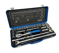 Kraftwelle Coffret à cliquet 1/2 pouce 26 pièces Jeu de clés à douille Coffret à outils avec cliquet 72 dents, jeu de douilles 8-36 mm, levier articulé 430 mm, denture fine