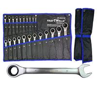 Kraftwelle Lot de 22 clés à cliquet 6 mm - 32 mm - Clé à fourche avec clé à cliquet