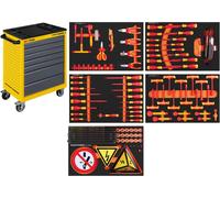 KRAFTWERK KRA 102.117.430 BASIC LINE VDE Chariot d'atelier BT700, 7 tiroirs, complet, 103 pcs.