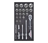 Kraftwerk Kraftwerk 1/2'' Jeu de clé à cliquet à 23 pièces 20x40 Insert Quantité:1