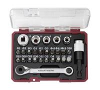 Boîte d'embouts avec mini clé à cliquet 1/4, 27 pcs. - KRAFTWERK - 306.378.008"