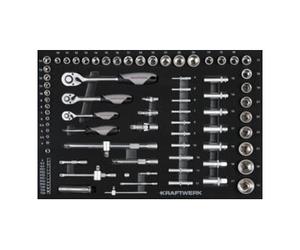 Kraftwerk Kraftwerk Jeu de douilles 1/4“+3/8“+1/2“, équipé, 86 pièces. Quantité:1