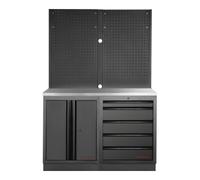 Kraftwerk Mobilier d'atelier Mobilio 2 éléments Kraftwerk, paroi perforée, acier inoxydable, 5 tiroirs Quantité:1