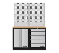 Kraftwerk Tools 3964K-S5-W Mobilio 2er combi paroi perforée, hêtre multiplis, 5 tiroirs