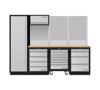 Kraftwerk Mobilier d'atelier Mobilio 4 éléments Kraftwerk, armoire haute, paroi perforée, hêtre Quantité:1
