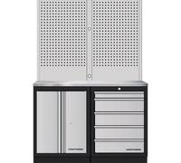 Kraftwerk Mobilio 2er combi paroi perforée acier inoxydable, 5 tiroirs