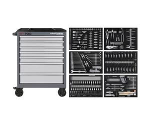 Kraftwerk Tools 102.117.104 Chariot d'atelier BT700 avec 7 tiroirs équipé, 301 pcs.