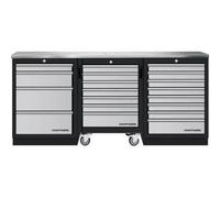 Kraftwerk Tools 3964K-4R8IX Mobilio 3 combi avec chariot d'atelier, inox, 3 tiroirs