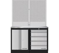 Kraftwerk Tools 3964K-S5-WIX Mobilio 2er combi paroi perforée acier inoxydable, 5 tiroirs