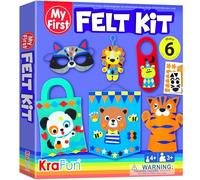KRAFUN Kit d’Artisanat en Feutre Animaux pour Enfants 3-8 Ans, 6 Projets DIY (Masque, Sac, Marionnette), Instructions, Boîte Réutilisable, Jouet Éducatif