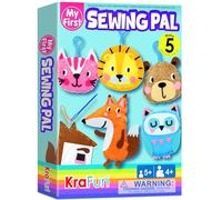 KRAFUN Kit de Couture Animaux pour Enfants dès 5 Ans, 5 Projets Débutants (Hibou, Chat, Renard, Lion, Ours), Feutre, Porte-Clés, Instructions, Jouet Éducatif