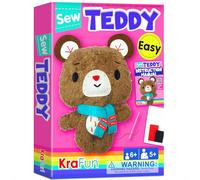 KRAFUN Kit de Couture Ours en Peluche pour Enfants dès 7 Ans, Poupée Teddy Bear, Feutre, Instructions, Boîte Réutilisable, Jouet Éducatif pour Coudre