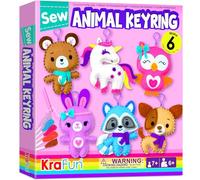 KRAFUN Kit de Couture Porte-Clés Licorne pour Enfants dès 7 Ans, 6 Projets Peluche (Hibou, Raton Laveur, Lapin, Licorne, Chiot), Feutre, Instructions, Jouet Éducatif