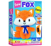 KRAFUN Kit de Couture Renard pour Enfants dès 7 Ans, Poupée en Peluche Renard, Feutre, Instructions, Boîte Réutilisable, Jouet Éducatif pour Coudre