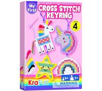 KRAFUN Kit de Point de Croix Licorne pour Enfants 5-13 Ans, 4 Projets Débutants Porte-Clés, Feutre, Instructions, Jouet Éducatif pour Broderie