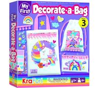 KraFun Kit pour Décorer un Sac pour Enfants 5+ Ans, Thème Licorne & Fée, Stickers & Gemmes, 3 Sacs DIY, Instructions, Set Créatif Filles & Garçons, Jouet Éducatif