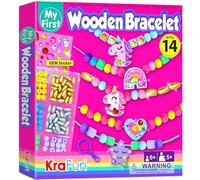 KRAFUN My First Unicorn Kit de création de bracelet pour débutants et enfants, 14 projets de bricolage faciles à réaliser soi-même : bracelets d'amitié, breloques, autocollants et perles, instructions