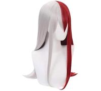 Kraja Perruque Cosplay par Shoto Todoroki Femme pour les fans de l'Académie Halloween Fête Blanc et Rouge (Femelle Oodoroki)