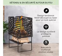 Blumfeldt Krakatoa Braséro étagère en bois en acier massif avec découpes laser Noir Noir G