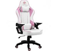 KRAKEN CHAIRS Chaise de Gaming en PVC Cuir - Blanc Rose - Siege Gamer Adulte - Chaise de Bureau - Confortable Chaises de Gamer - 130 kg - Ergonomique Fauteuil Gaming - Réglable Accoudoir/Lombaire