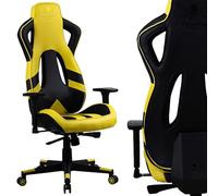 KRAKEN CHAIRS Chaise de Gaming en PVC Cuir - Noir Jaune - Siege Gamer Adulte - Chaise de Bureau - Confortable Chaises de Gamer - 130 kg - Ergonomique Fauteuil Gaming - Réglable Accoudoir