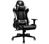 KRAKEN CHAIRS Chaise Gaming Simili Cuir - Argent - Ergonomique Chaise de Bureau - Réglable en Hauteur, Accoudoirs - Coussin Lombaire - Confortable Fauteuil Gamer - Siège Gamer Adulte