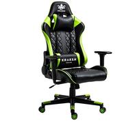 KRAKEN CHAIRS Chaise Gaming Simili Cuir - Vert- Ergonomique Chaise de Bureau - Réglable en Hauteur, Accoudoirs - Coussin Lombaire - Confortable Fauteuil Gamer - Siège Gamer Adulte