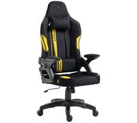 KRAKEN CHAIRS Chaise Gaming Tissu - Noir Jaune - Fauteuil Gamer Confortable Ergonomique - Réglable Accoudoir/Lombaire - Chaise Bureau Pivotante - pour Gamer Adulte Bureau - Chaise de Gaming