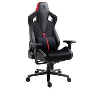 KRAKEN CHAIRS Chaise Gaming Tissu - Noir Rouge - Siege Gamer Adulte - Chaise de Bureau - Confortable Chaises de Gamer - 150 kg - Ergonomique Fauteuil Gaming - Réglable Accoudoir/Lombaire - pour Gamer
