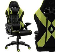 KRAKEN CHAIRS Chaise Gaming Tissu - Noir Vert - Fauteuil Gamer Confortable Ergonomique - Réglable Accoudoir/Lombaire - Chaise Bureau Pivotante - pour Gamer Adulte Bureau - Chaise de Gaming