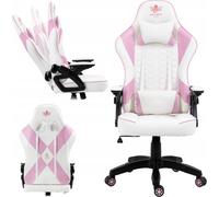 Kraken Chairs Feyton Chaise de bureau ergonomique, chaise de bureau, chaise pivotante, fauteuil gaming, chaise gaming, jusqu'à 130 kg, blanc/rose