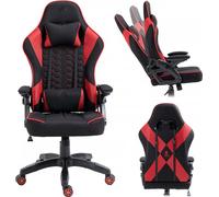 Kraken Chairs Feyton Chaise de bureau ergonomique, chaise de bureau, chaise pivotante, tissu, fauteuil gaming, chaise gaming, jusqu'à 130 kg, noir/rouge